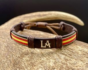 Pulsera cuero Espaa - Iniciales (filo oliva)