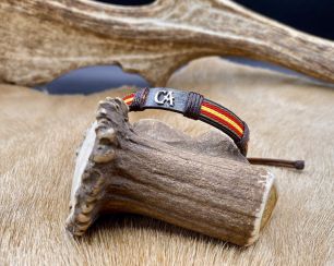 Pulsera cuero Espaa - Iniciales (filo oliva)