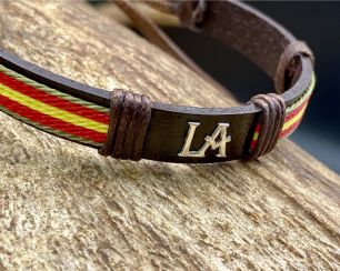 Pulsera cuero Espaa - Iniciales (filo oliva)