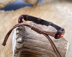 Pulsera cuero Espaa - Iniciales (filo oliva)